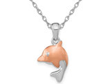 Sterling Silver Brushed Dolphin Charm Pendant Necklace with Chain